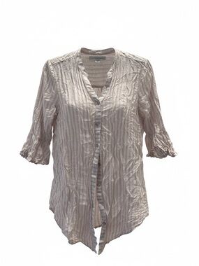 Swimsuits For All Taupe Striped Button-Front Coverup